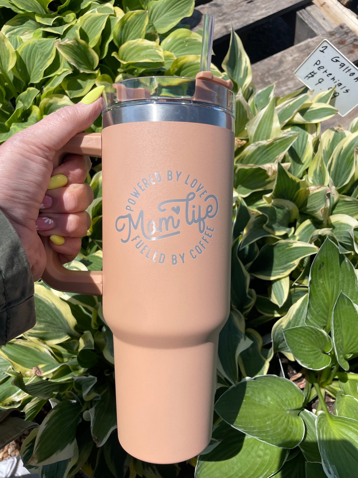 Handle Cup 40 oz with lid (Custom One Side Engrave)